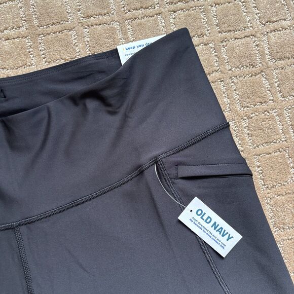 Old Navy PowerSoft Leggings Women's 2X Black Sheer Compression Pockets 7/8 Ankle - Picture 3 of 9